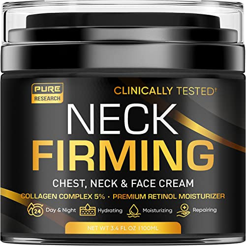 Neck Firming Cream - Anti Wrinkle Cream - Saggy Neck Tightener & Double Chin Reducer Cream - Collagen & Retinol Skin Tightening Cream - Anti Aging Moisturizer for Neck & Décolleté 3.4oz | Amazon (US)