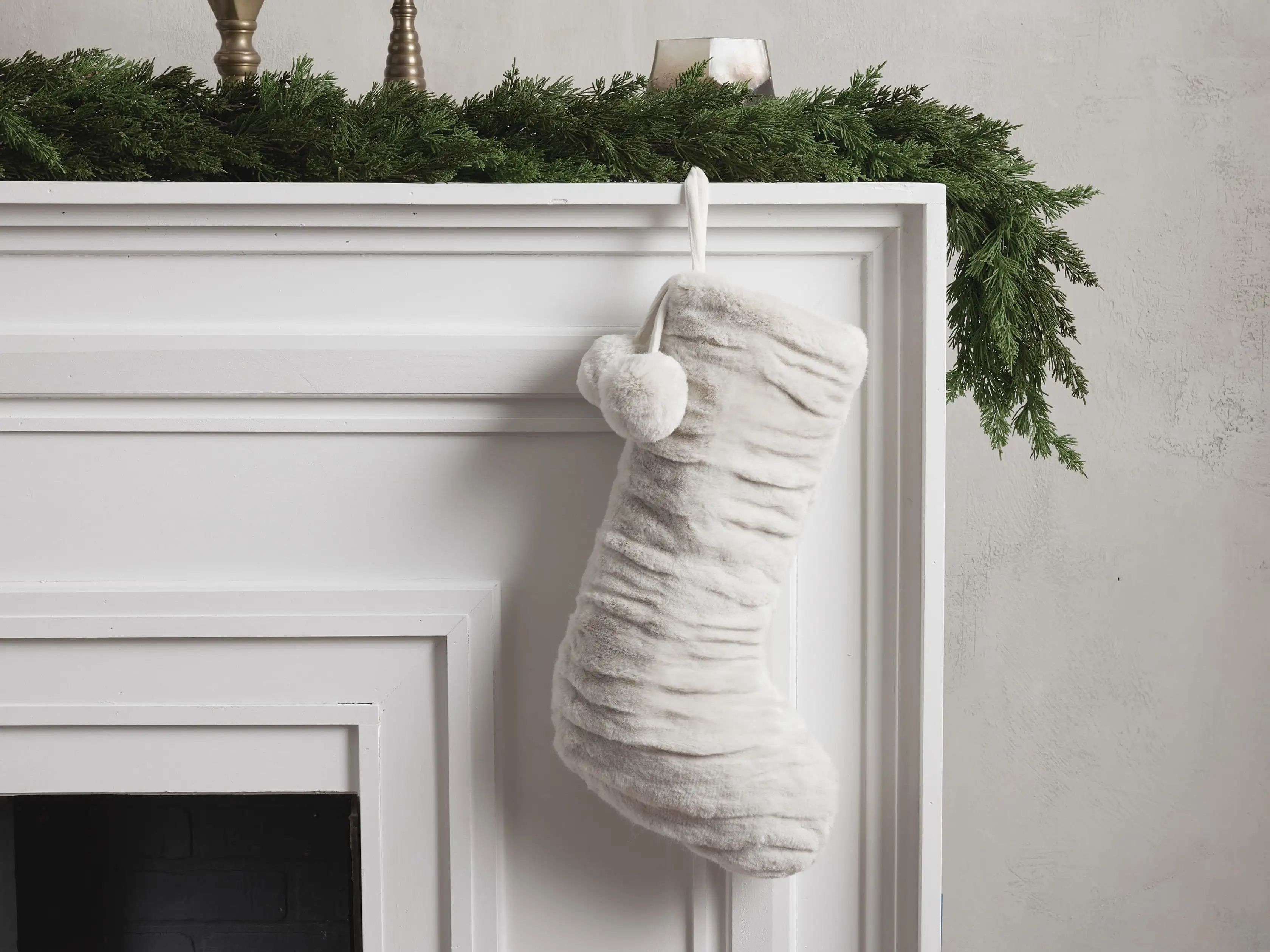 Faux Fur Ruched Stocking | Arhaus