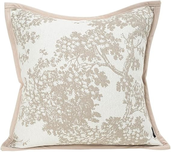 20x20'' inches Throw Pillow Cushion Covers - White Beige Embroidery Pine Tree Luxury Modern Style... | Amazon (US)