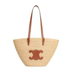 Medium supple panier in raffia and calfskin - CELINE | 24S (APAC/EU)