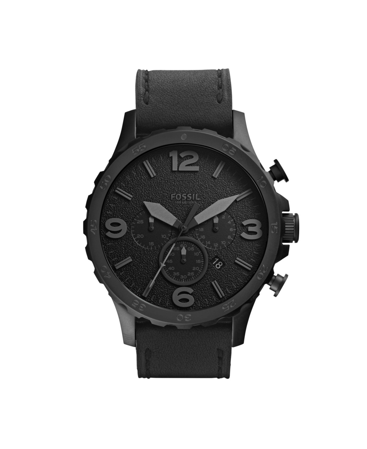 Fossil Men's Nate Black Leather Strap Watch | Macys (US)