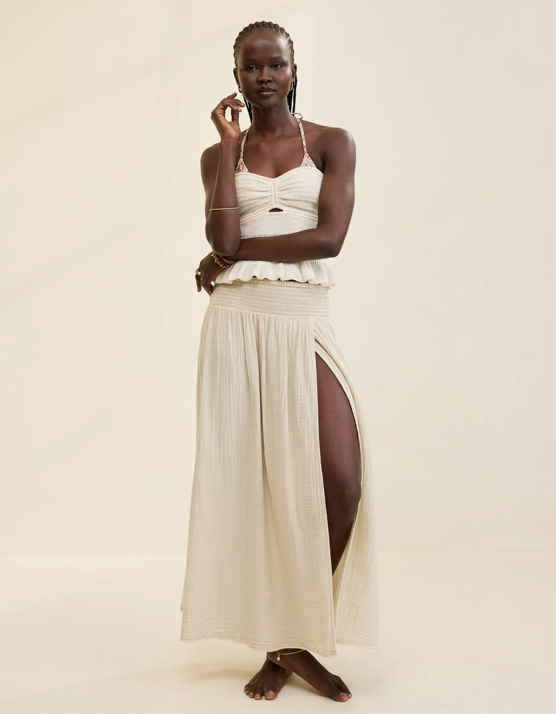 Aerie Faux Wrap Cover Up Maxi Skirt | Aerie