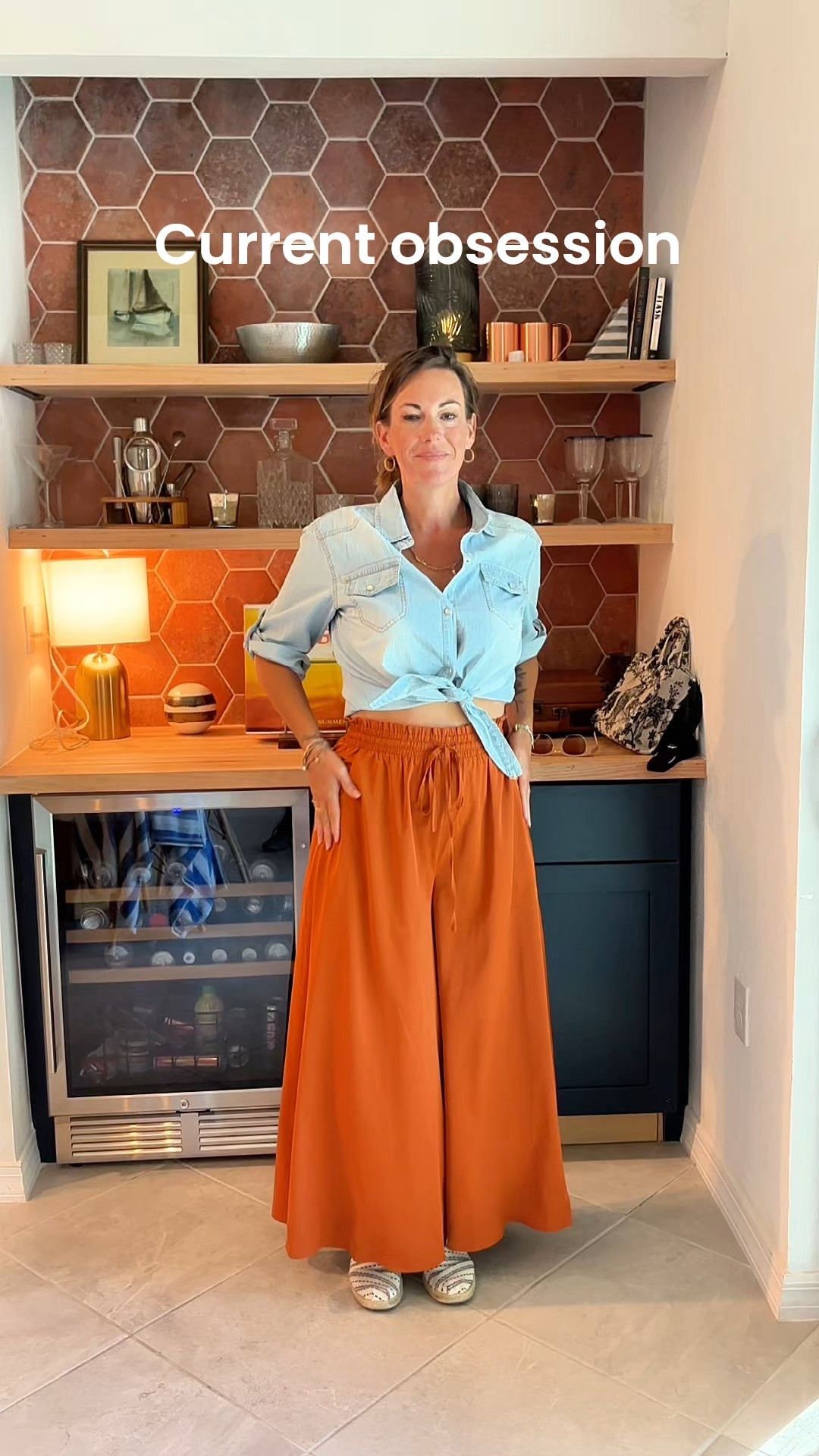 Flowy like a skirt, comfy like your favorite lounge pants. 🙌
These palazzo pants drape beautifully, cinch the waist just right, and somehow work for cute  nights and relaxed days.
Paired with this tie-front denim blouse….classic, feminine, and finished with the prettiest luxe buttons.

#LTKmomlife #LTKOver40 #LTKTravel
