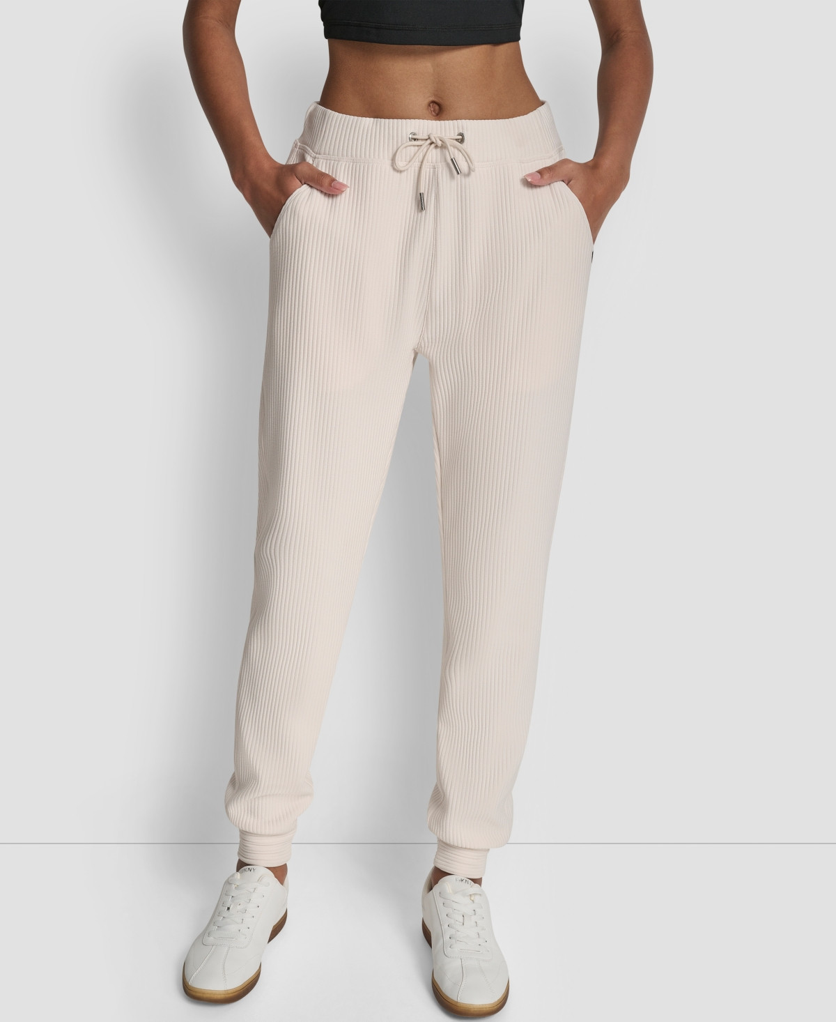 Dkny Women's Tech Ottoman Cuffed High Rise Joggers - Sand | Macy's
