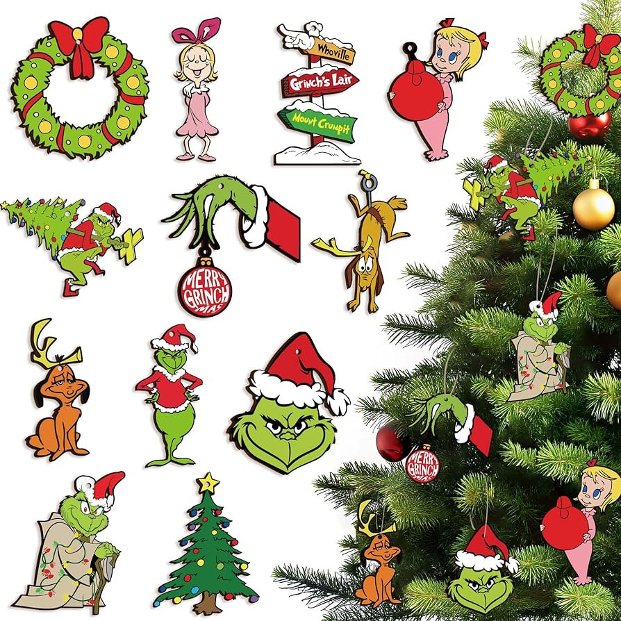 24 Pack Christmas Tree Ornaments 2024, Wood Hanging Christmas Decorations for Xmas Tree Household... | Amazon (US)