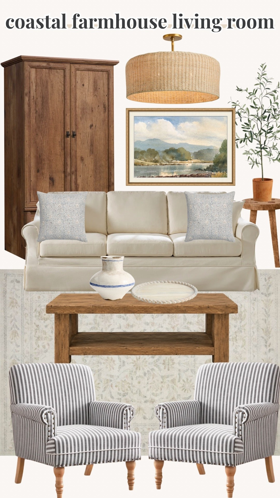 coastal farmhouse, coastal farmhouse living room, living room decor, farmhouse living room, modern farmhouse, modern coastal, coastal home, neutral living room, cozy living room, beach house style, organic modern, light and airy, white decor, natural wood, woven accents, textured decor, linen decor, coffee table decor, area rug, throw pillows, cozy home, timeless decor, home styling, living room inspiration, home refresh, elevated home, neutral home decor, cottage coastal, coastal chic, rustic coastal, family room, interior design, Wayfair, Amazon home, living room finds, home decor ideas