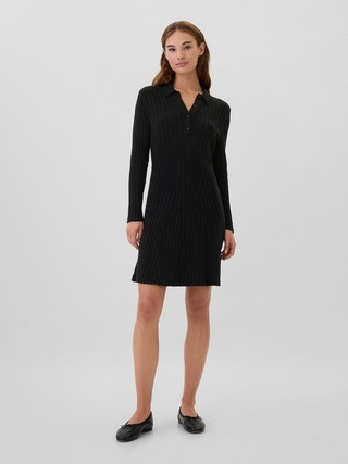 CashSoft Ribbed Polo Sweater Mini Dress | Gap Factory