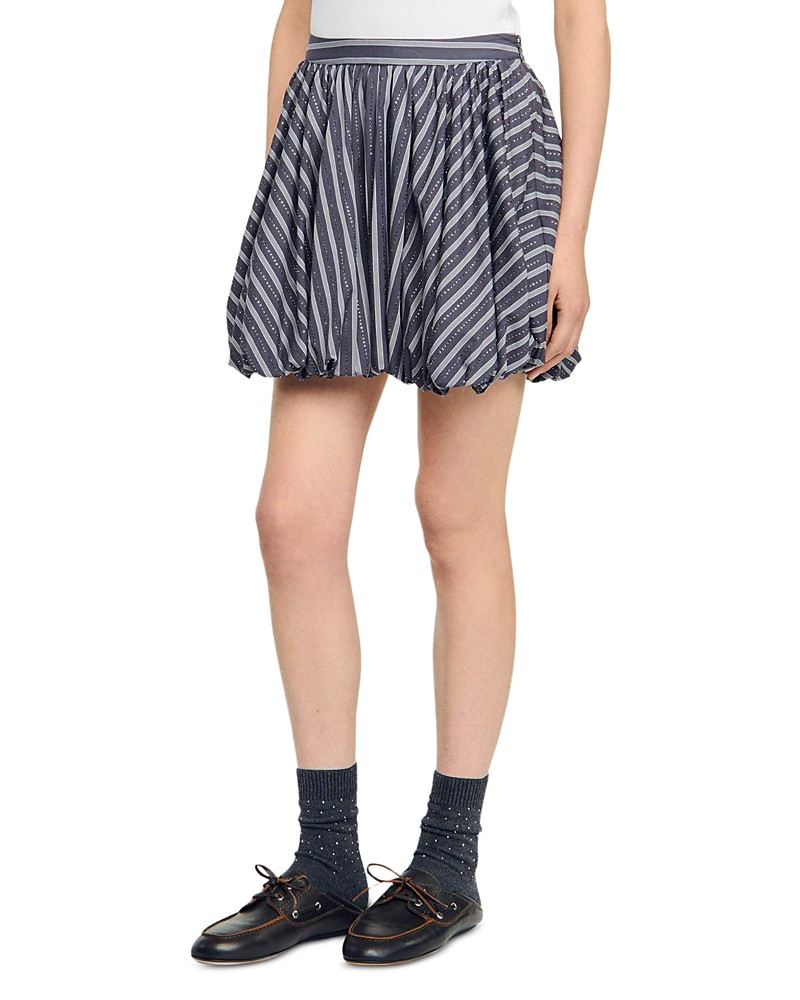 Sandro Striped Rhinestone Bubble Hem Skirt | Bloomingdale's (US)