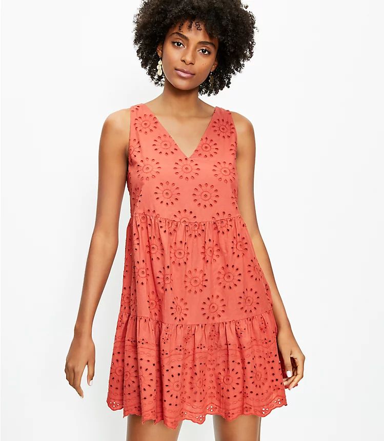 Eyelet Flounce Swing Dress | LOFT | LOFT