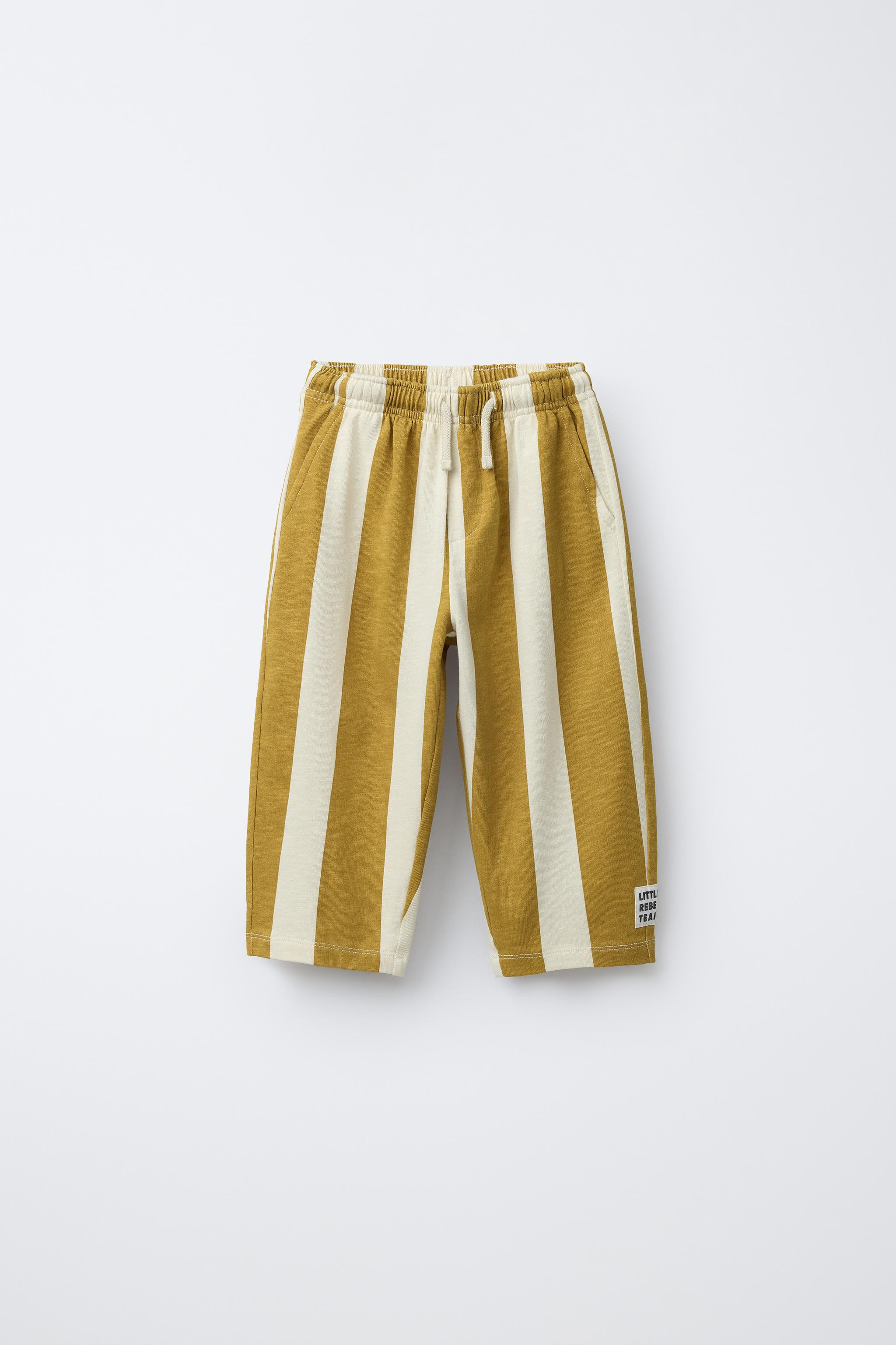 STRIPED STRAIGHT PLUSH TROUSERS | Zara UK