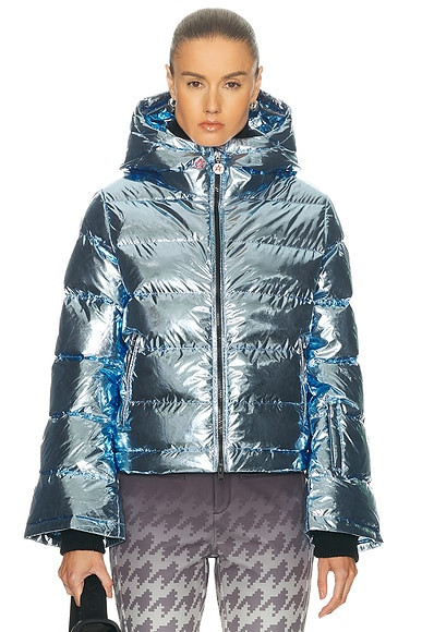 Perfect Moment Polar Flare Ski Jacket II in Light Blue Foil - Blue. Size M (also in XS, S, L, XL). | FWRD 