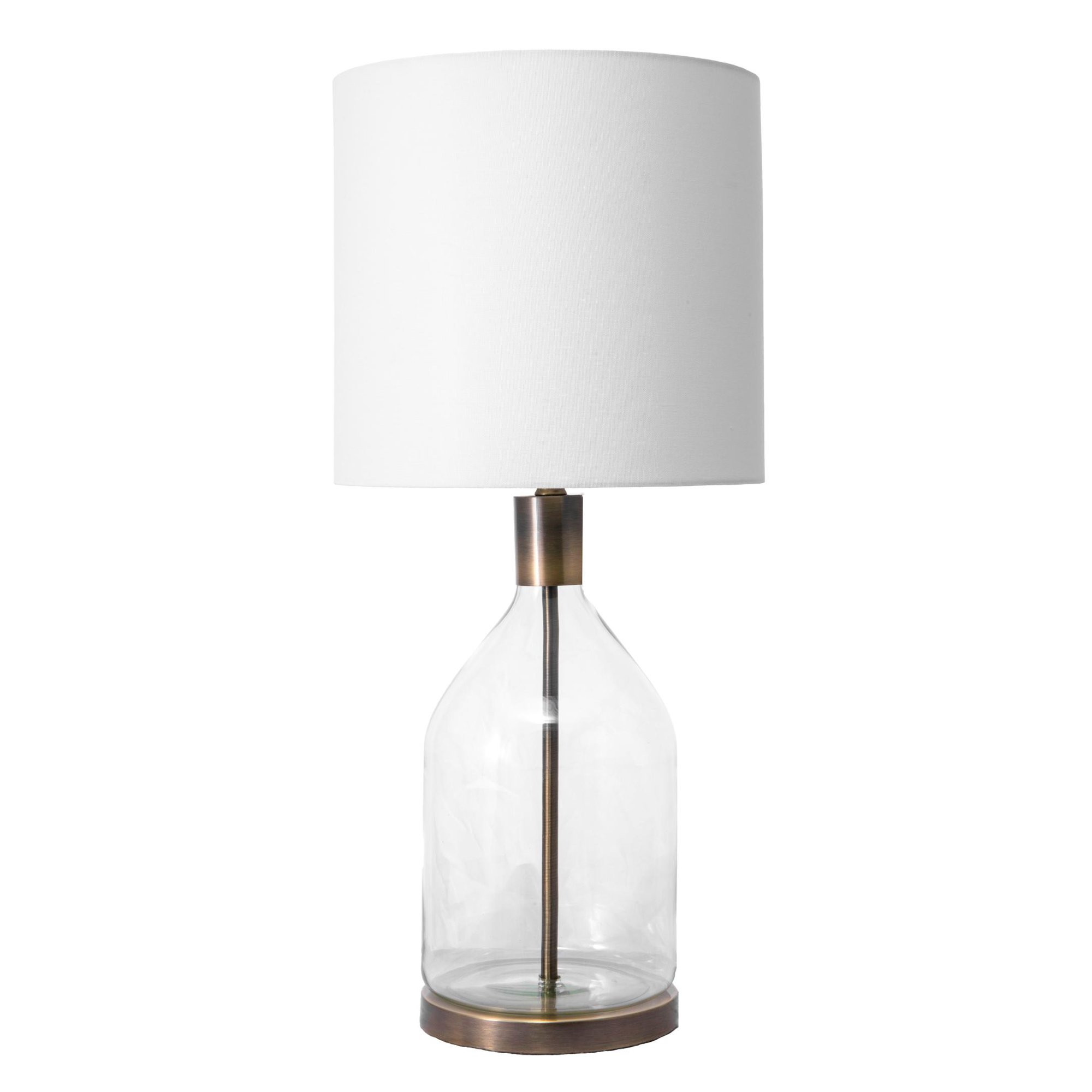29-inch Yolanda Glass Linen Shade Table Lamp | Walmart (US)