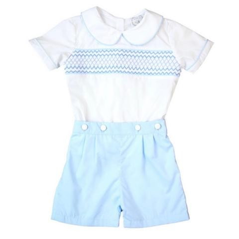 Robby Heirloom Boy Button Shorts Set | The Bella Bean
