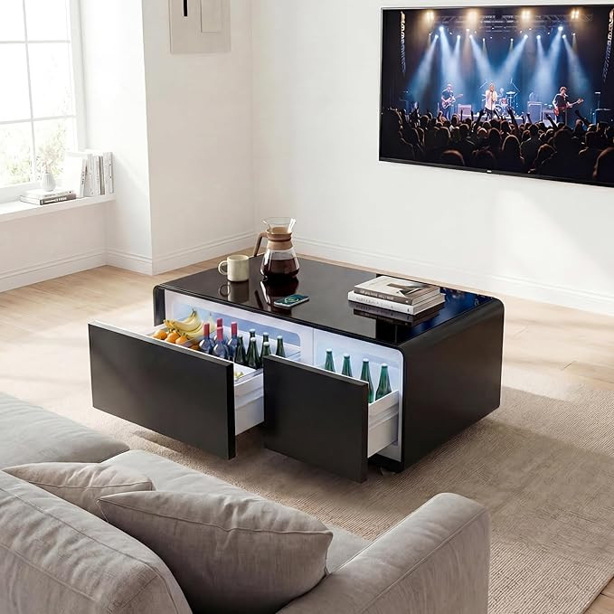 LIVTAB Smart Coffee Table, Living Room Table with Built in Fridge, 23" D x 41.5" W x 18.2" H, 15W... | Amazon (US)