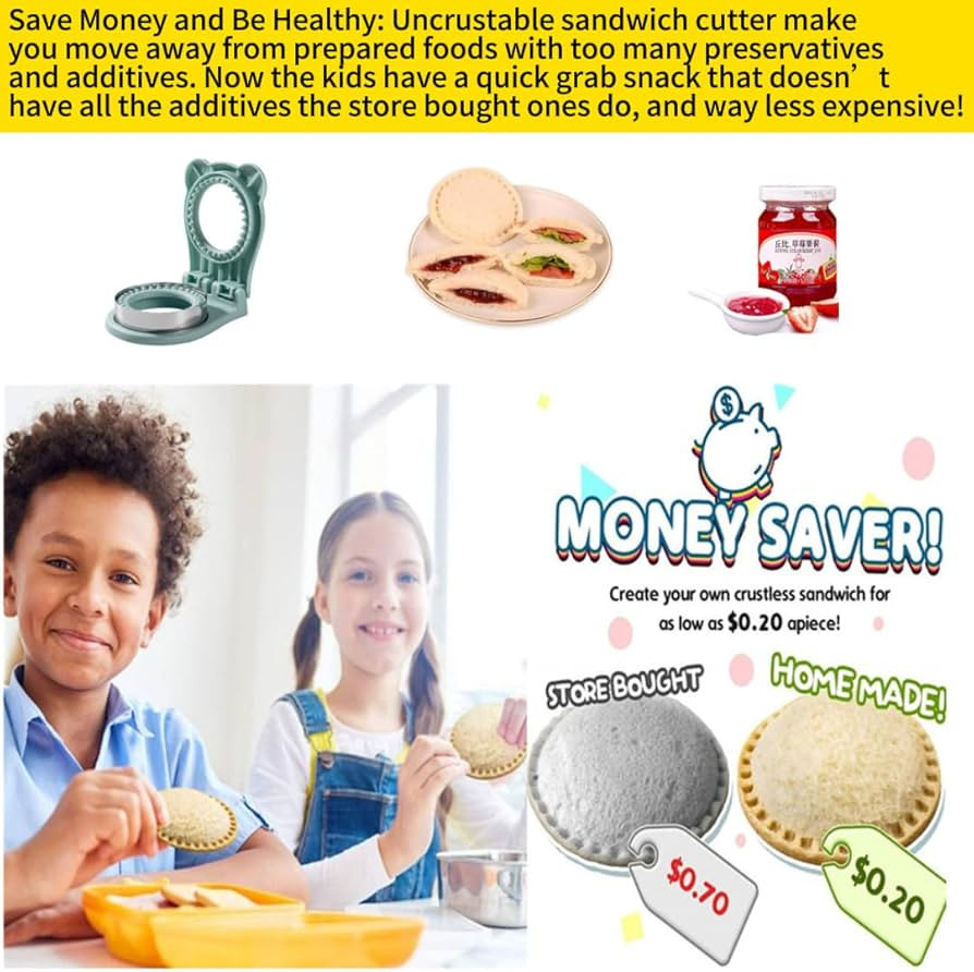 CHICHAUS Uncrustable Sandwich Maker, Sandwich Pocket Circle Shape Cutter & Sealer for Kids Breakf... | Amazon (US)