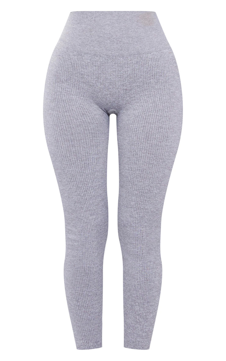 Petite Grey Marl Contour High Waisted Leggings | Pretty Little Thing (Australia & New Zealand)