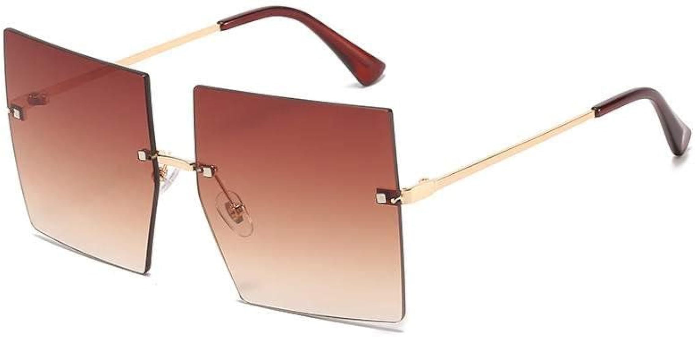 DUPER, Oversized Rimless Sunglasses, Square rimless sunglasses, big sqaure, retro, trendy rimless su | Amazon (US)