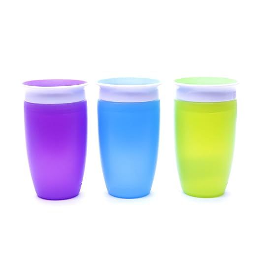 Munchkin Miracle 360 BPA Free Sippy Cup 296 mL/10 Oz 3 Count, Blue/Green/Purple | Amazon (US)
