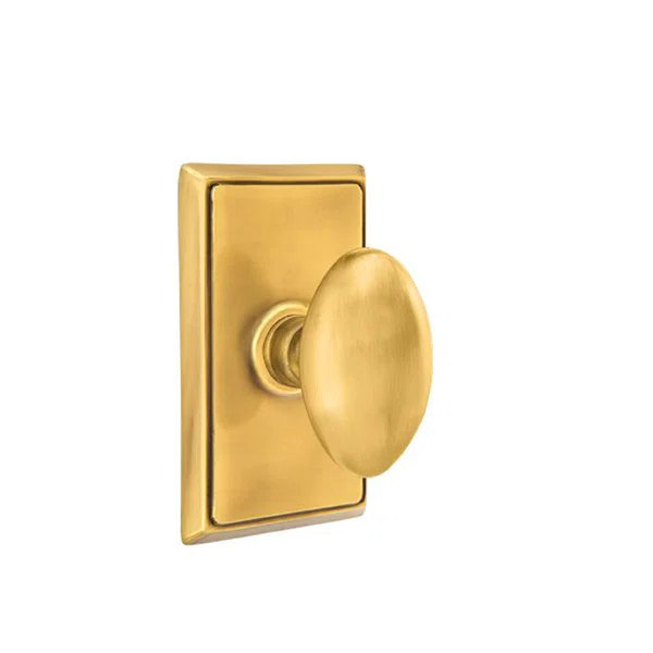 Emtek Privacy Knobset w/ Rectangular Rosette and Egg Knob | Wayfair North America