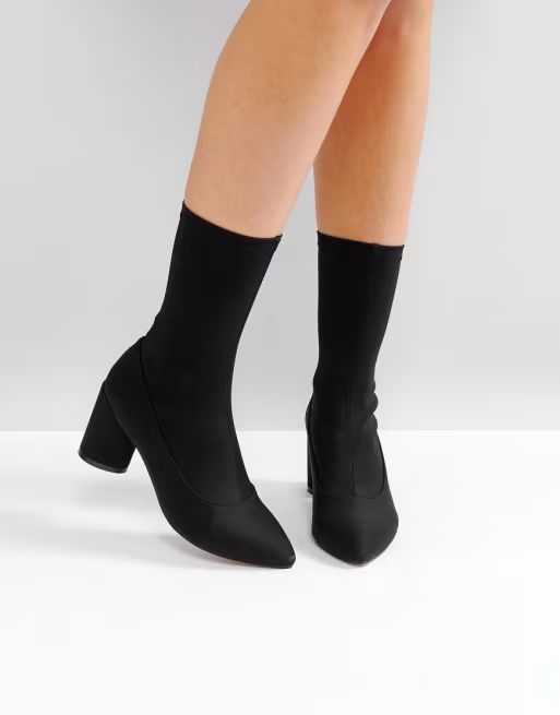 RAID – Darcie – Schwarze Stretch-Stiefel aus Textil mit Absatz | Asos DE