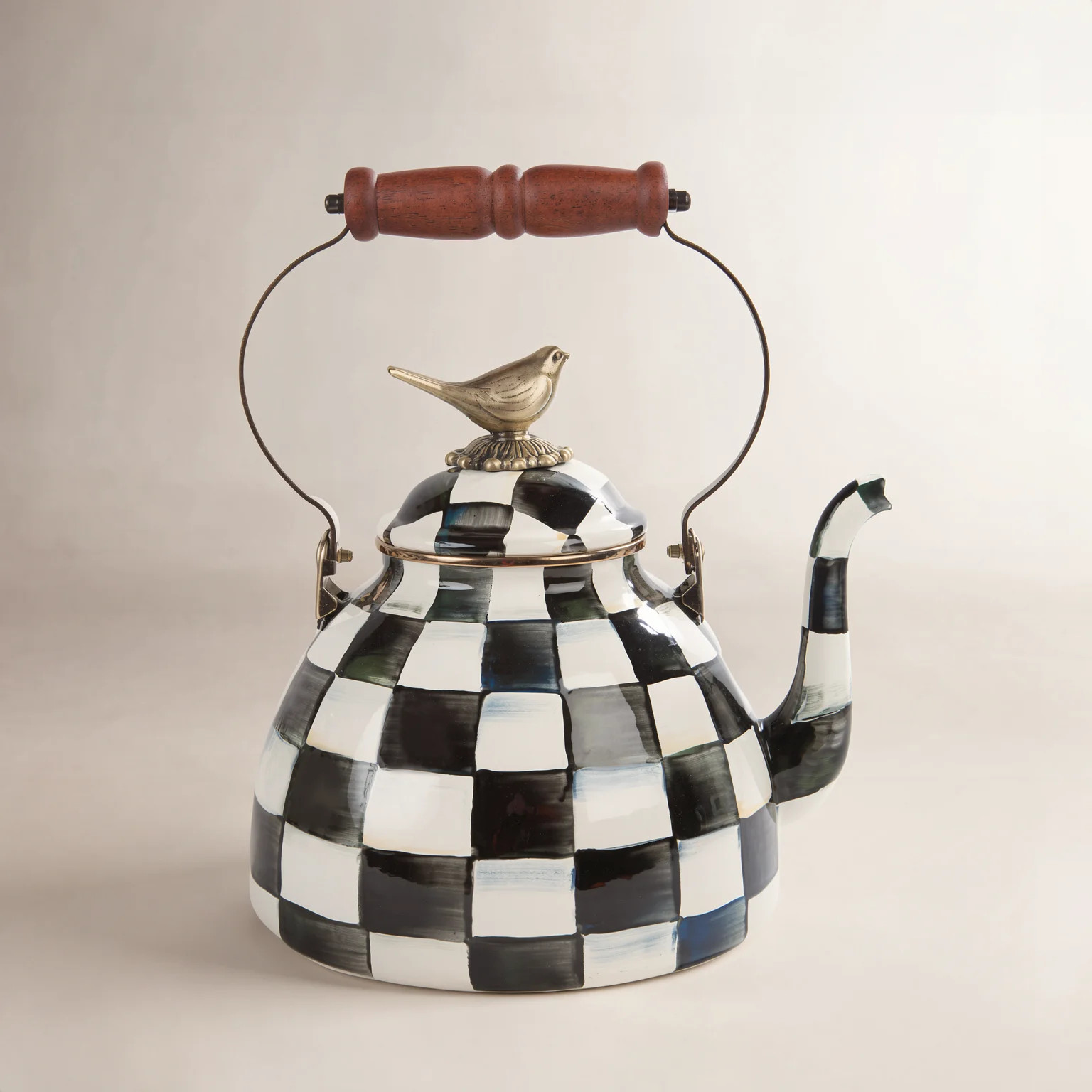 MacKenzie-Childs Courtly Check® 3qt Bird Kettle | Birch Lane