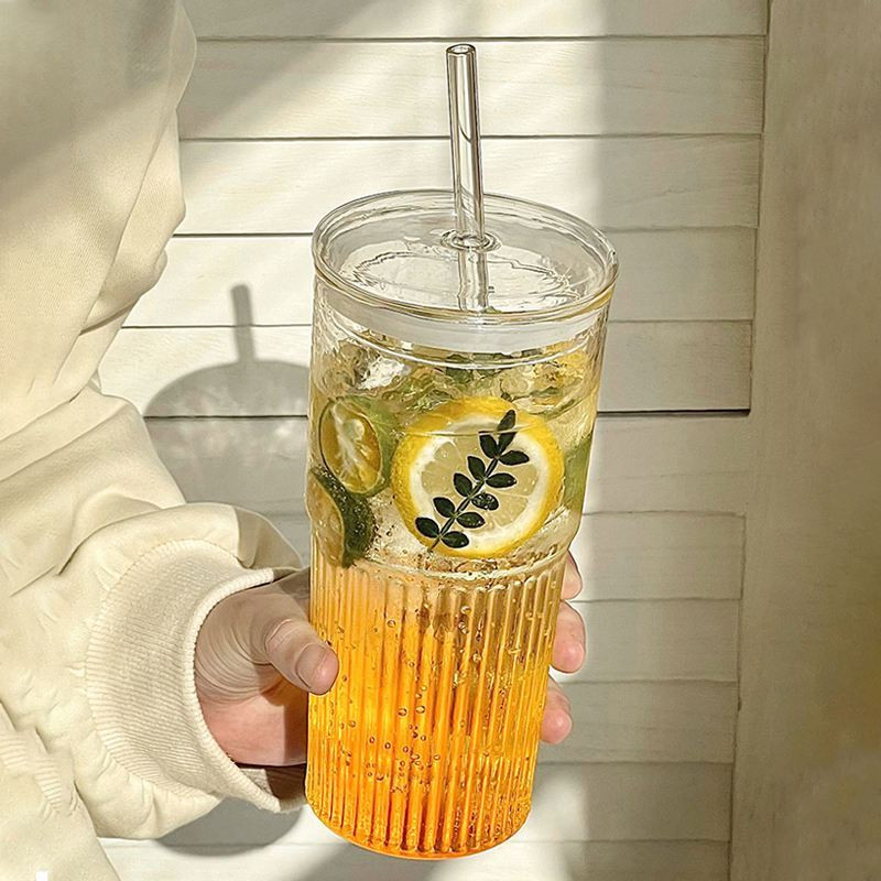 transparent glass water cup milk coffee cup simple striped - Temu Australia | Temu Affiliate Program