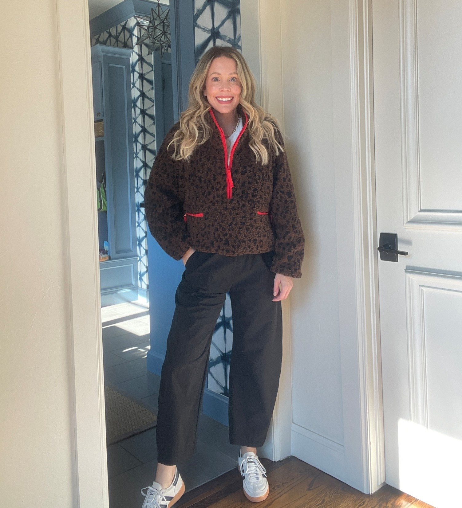 Amazon leopard fleece. Runs oversized wearing size medium.
Amazon barrel pants size small


#LTKActive #LTKOver40 #LTKootd