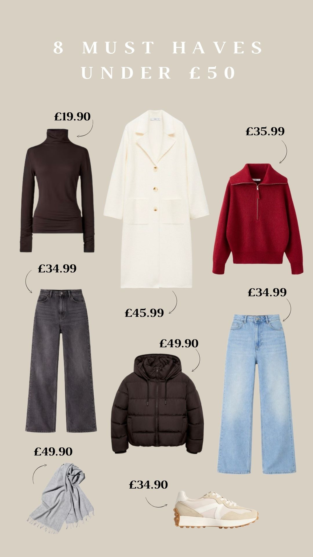 The 8 must-haves you need to beat this cold snap all under £50! Zara Marks and Spencer Uniqlo Mango 

 #LTKuk #LTKwinter #LTKjeans