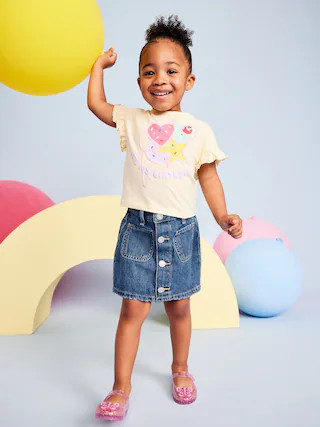 High-Waisted Button-Front Jean Skirt for Toddler Girls | Old Navy | Old Navy (US)