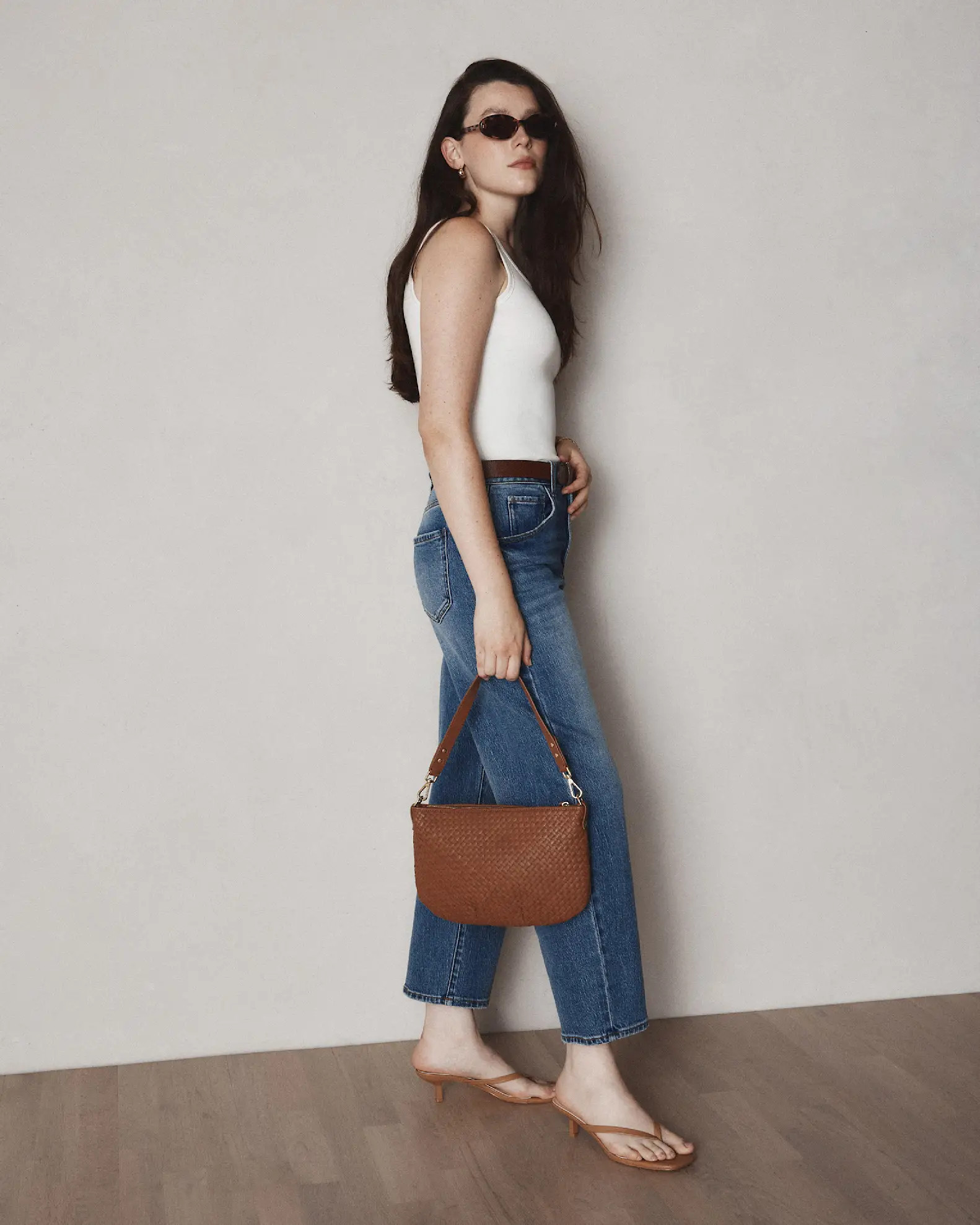 Italian Handwoven Leather Mini Shoulder Bag in Cognac | Quince