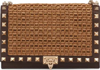 Valentino Garavani Rockstud Raffia Wallet on a Chain | Nordstrom | Nordstrom