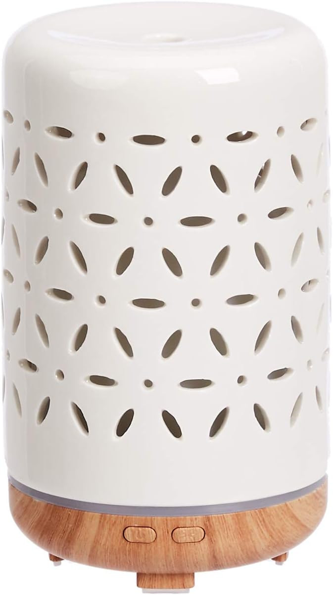 Amazon Basics 120ml Ultrasonic Ceramic Aromatherapy Essential Oil Diffuser with Wood Grain Finish... | Amazon (US)