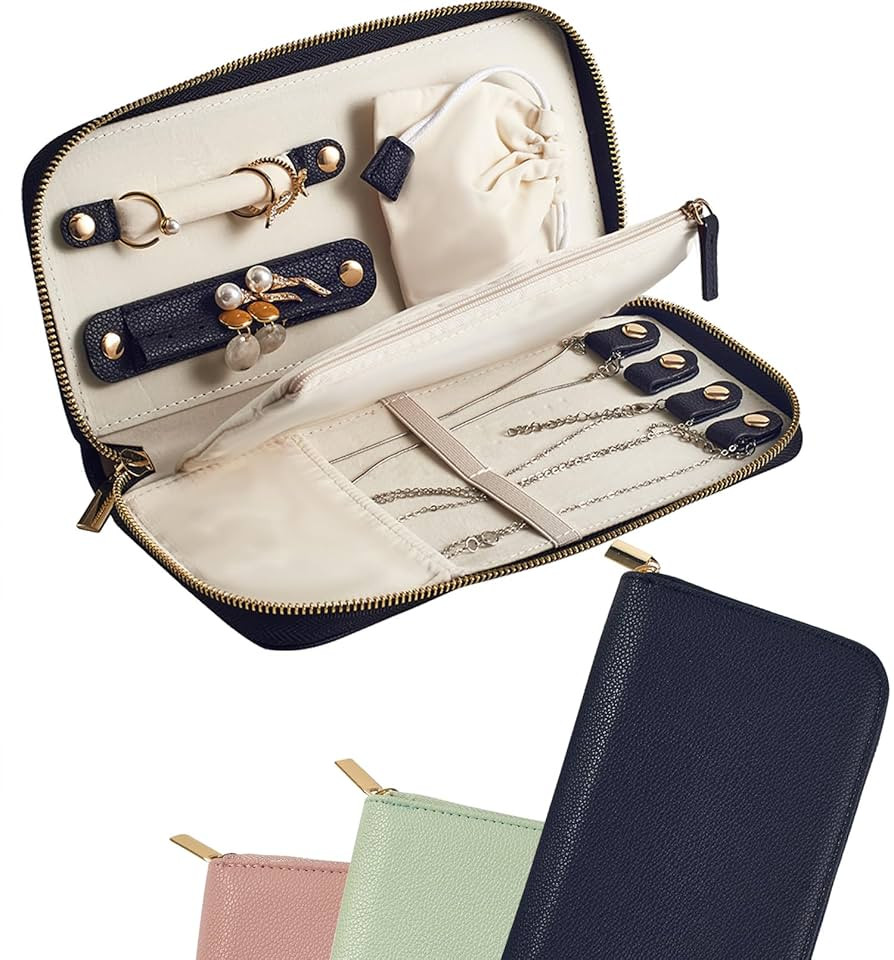 Travel Jewelry Organizer Case - for Tangle-Free Necklaces, Earrings, Rings, Bracelets Storage, Tr... | Amazon (US)