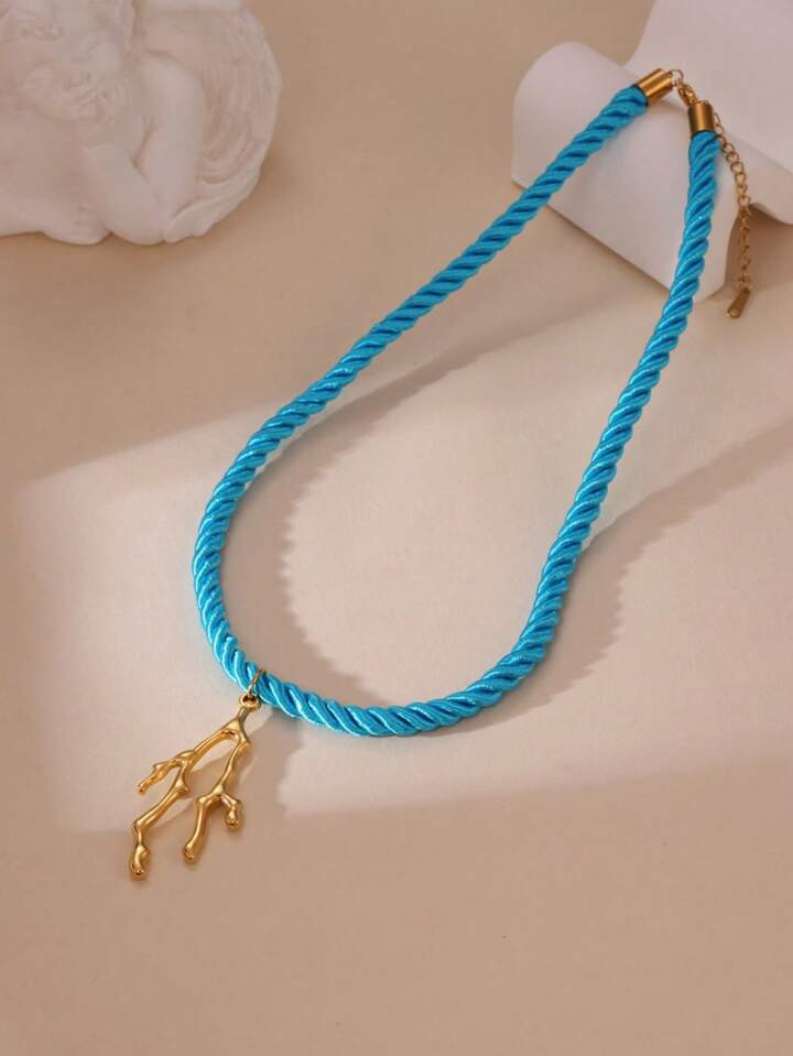 1pc 18K Stainless Steel Flower, Heart & Sun Pendant On Woven Rope Necklace, Suitable For Mother's... | SHEIN