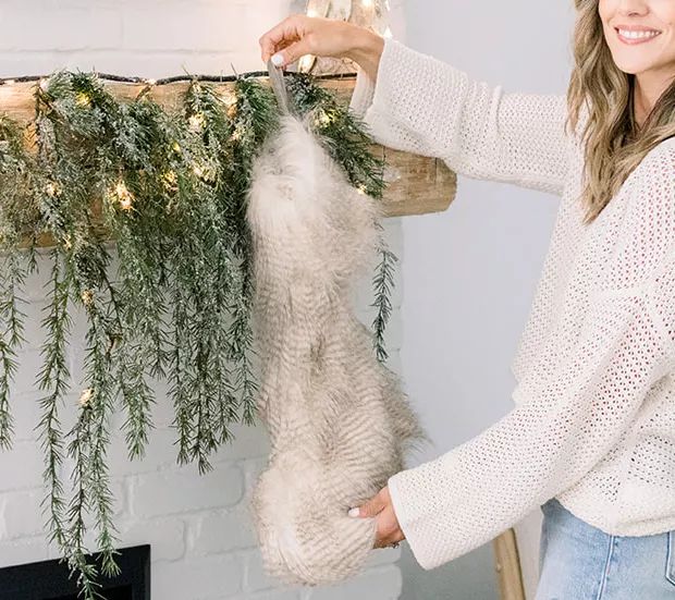 Natural Faux Fur Holiday Stocking by Lauren McBride | QVC