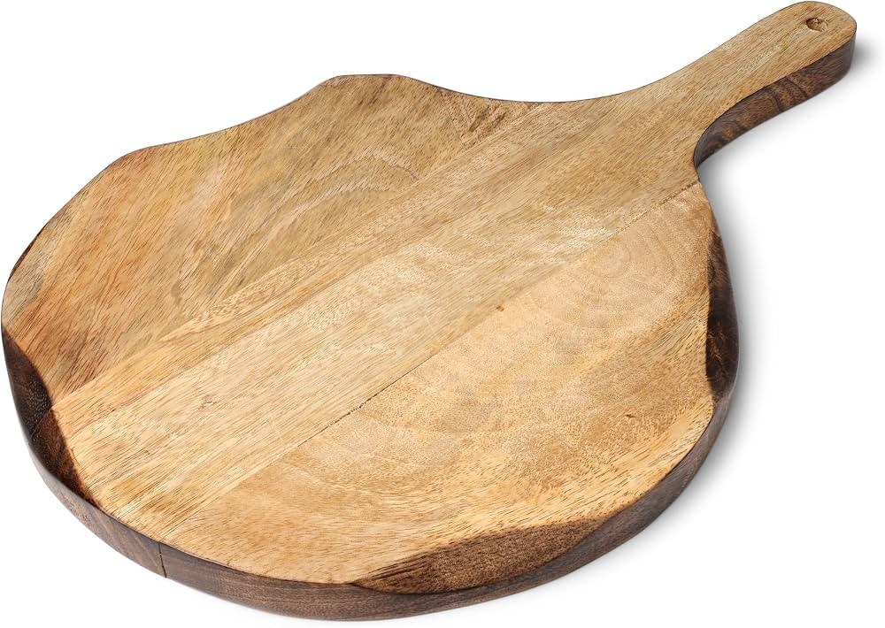 GoCraft Round Wooden Cutting Board | Mango Wood Pizza Peel | Chopping, Prep, Serve Board | Charcu... | Amazon (US)
