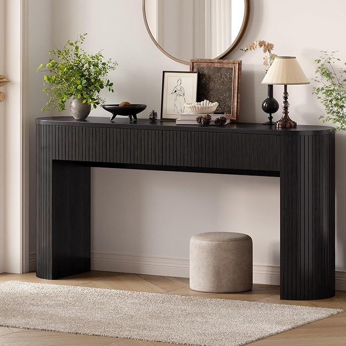 63 Inch Console Table with 2 Drawers, Fluted Entryway Tables with Storage, Sofa Table Behind The ... | Amazon (US)