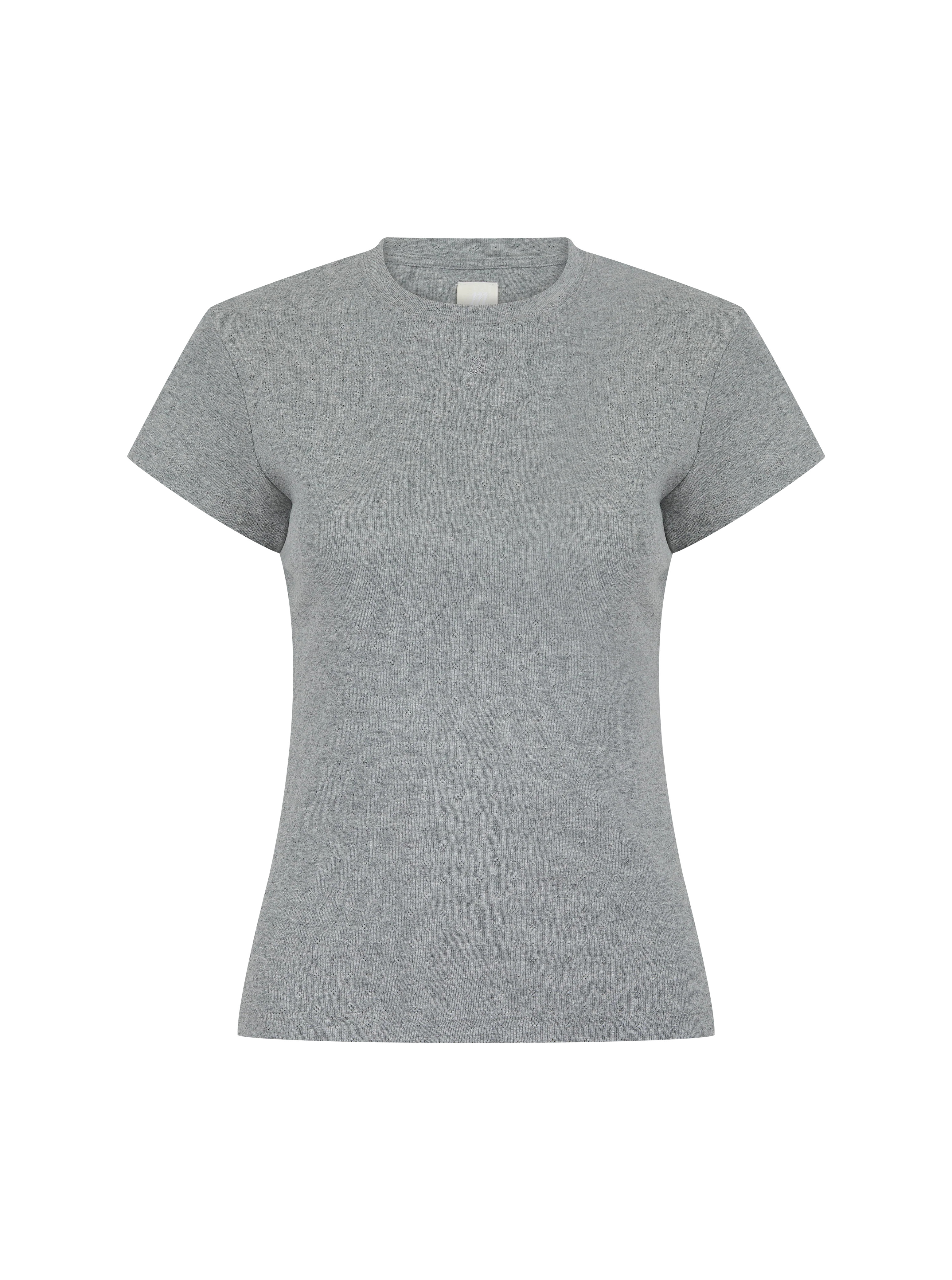 Dreamer Pointelle Tee - Grey Marl | Maebe