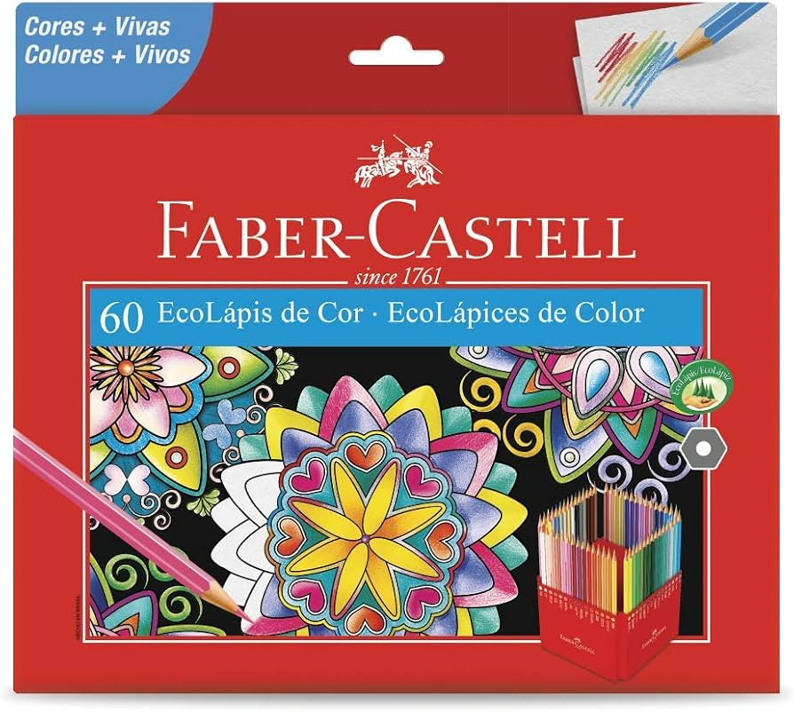 Lápis de Cor, Faber-Castell, EcoLápis, 120160G, 60 Cores | Amazon (BR)