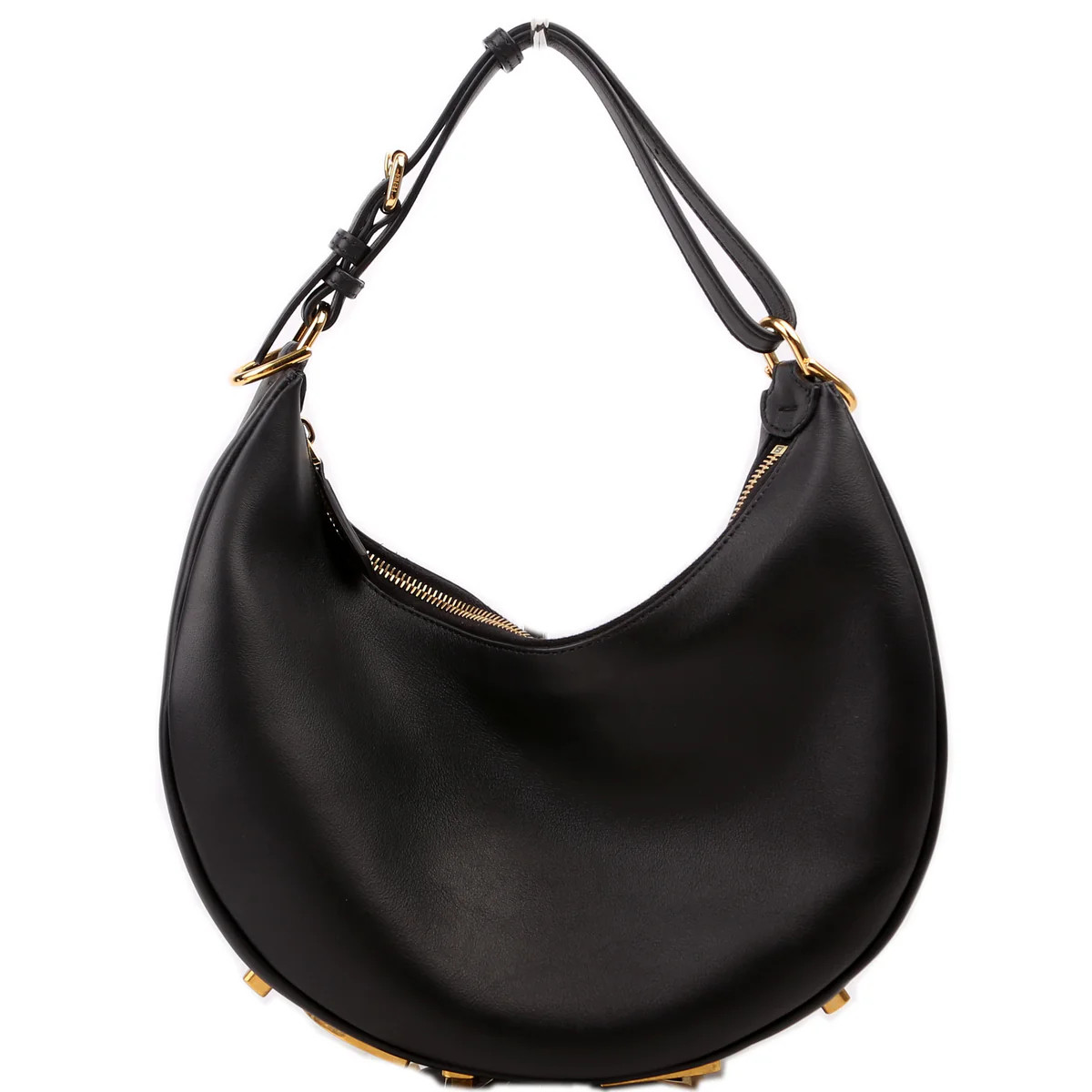 Fendigraphy Small Leather Hobo Black | Keeks Designer Handbags