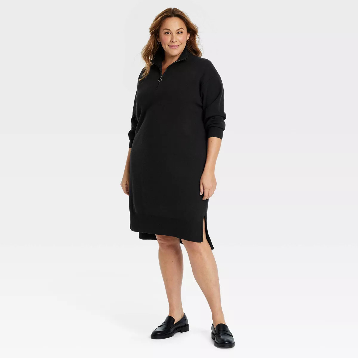 Women's Quarter Zip Long Sleeve Mini Sweater Dress - Ava & Viv™ | Target