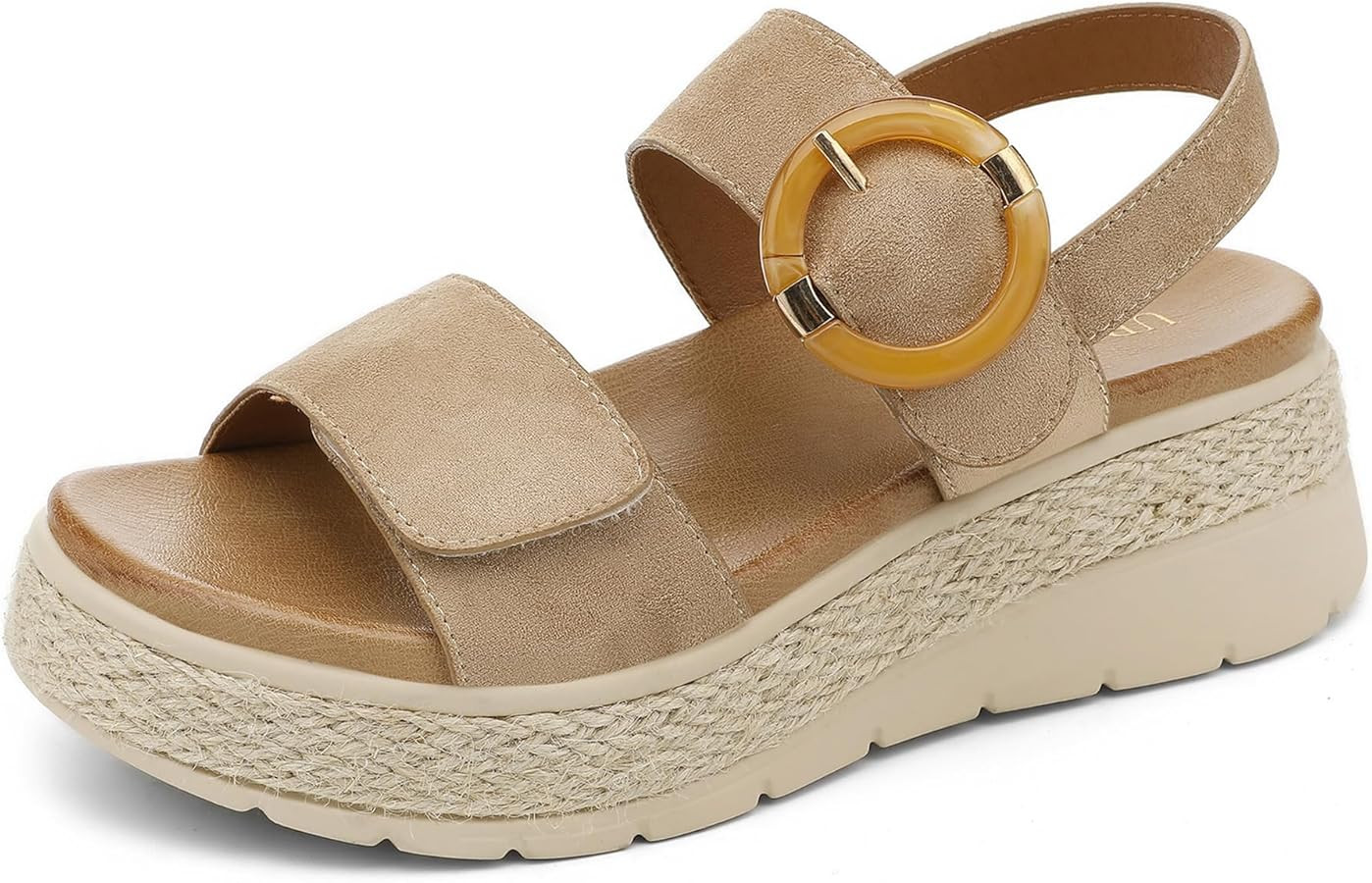 UBFEN Womens Espadrille Platform Sandals Low Wedge Heel - Orthopedic Arch Support, Cushion Insole... | Amazon (US)