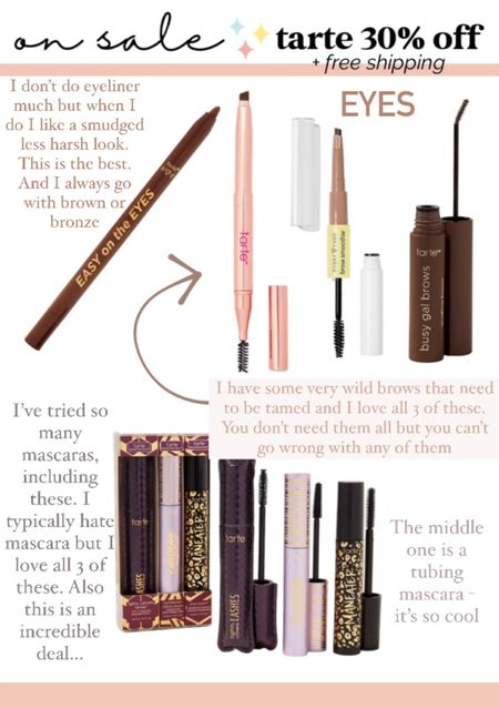 My longtime favorite cosmetic brand is 30% off plus free shipping today! Tarte is the best! Love all of these mascaras, eye brow pencils and eyeliner! 

#LTKunder50 #LTKbeauty #LTKCyberweek