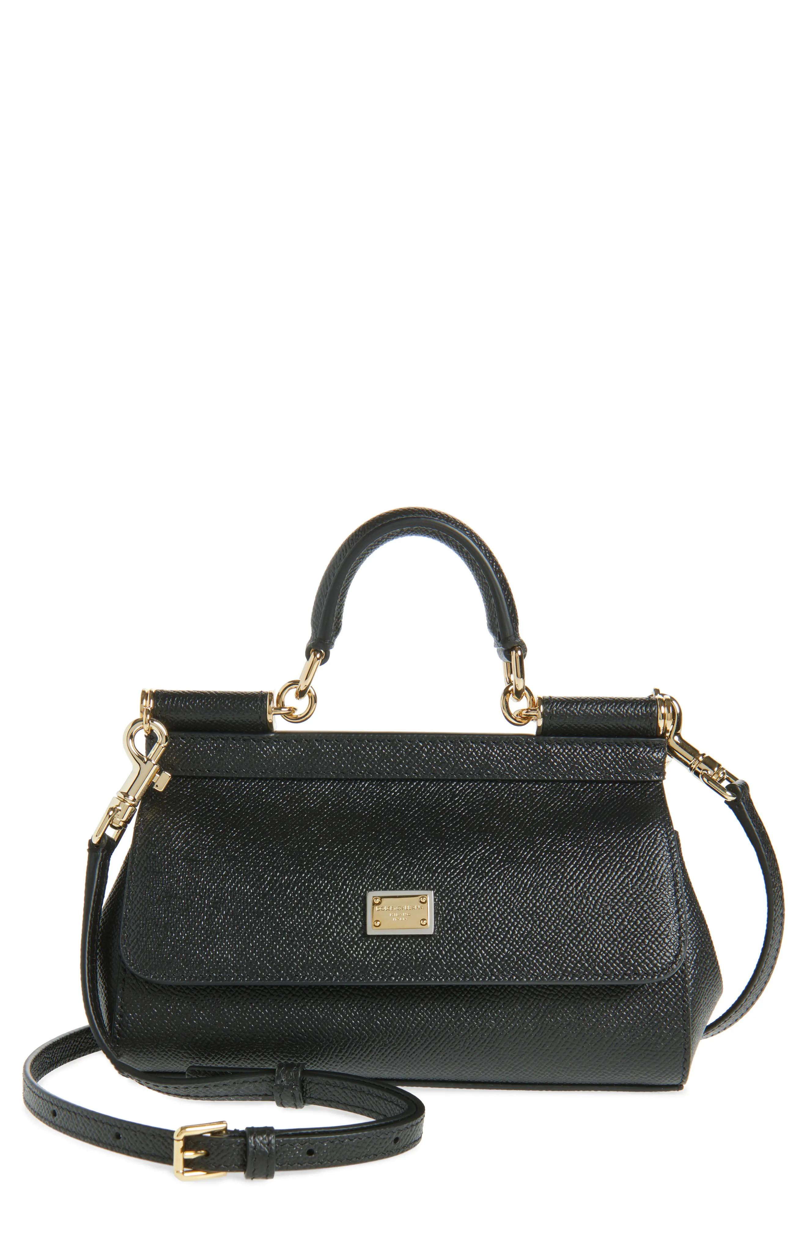 Dolce&Gabbana Sicily Leather Top Handle Bag in 80999 Nero at Nordstrom | Nordstrom