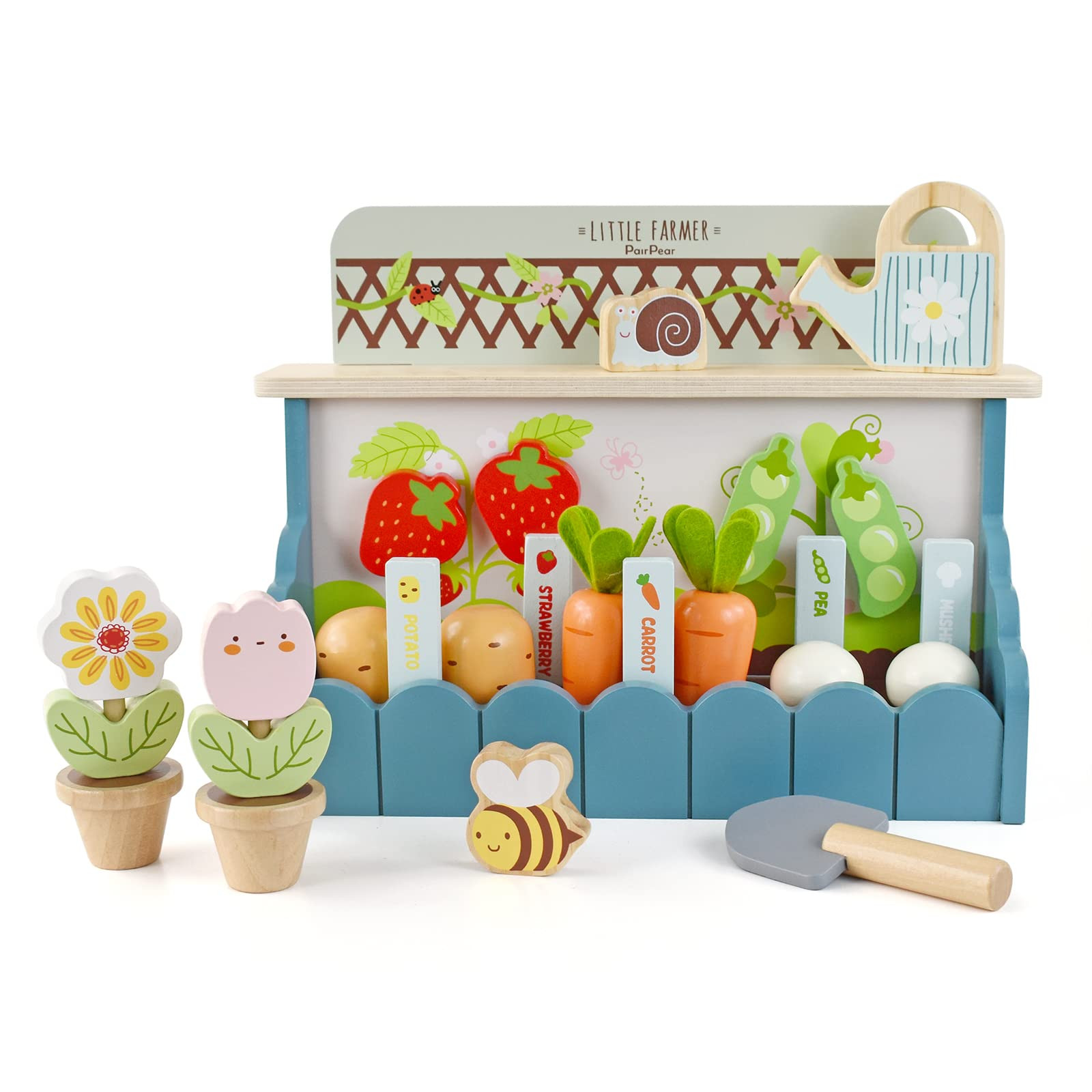 PairPear Flower Garden Toy Playset,Toddlers Wooden Toys Play Food Set for Girls Boys 3 Years and ... | Amazon (US)
