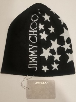 BNWT - Jimmy Choo Black White Stars Wool Blend Beanie - RRP: £160 | eBay UK