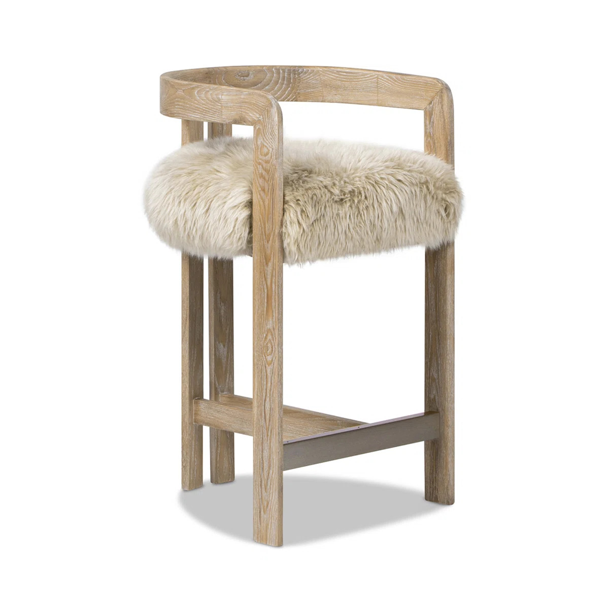 Burress 26.5" Low Back Genuine Fur Counter Stool | Wayfair North America