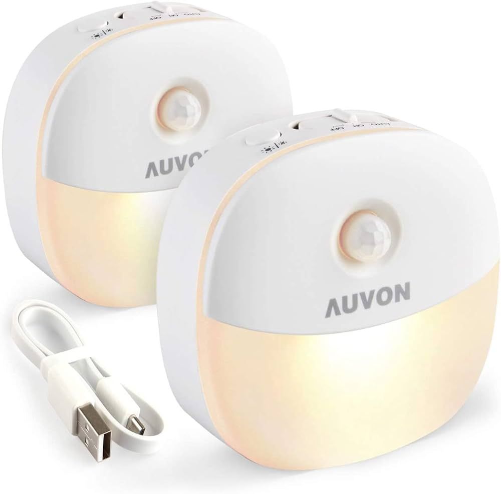 AUVON Rechargeable Battery Night Light, Mini with Motion Sensor, Warm White LED Stick-On Closet L... | Amazon (US)