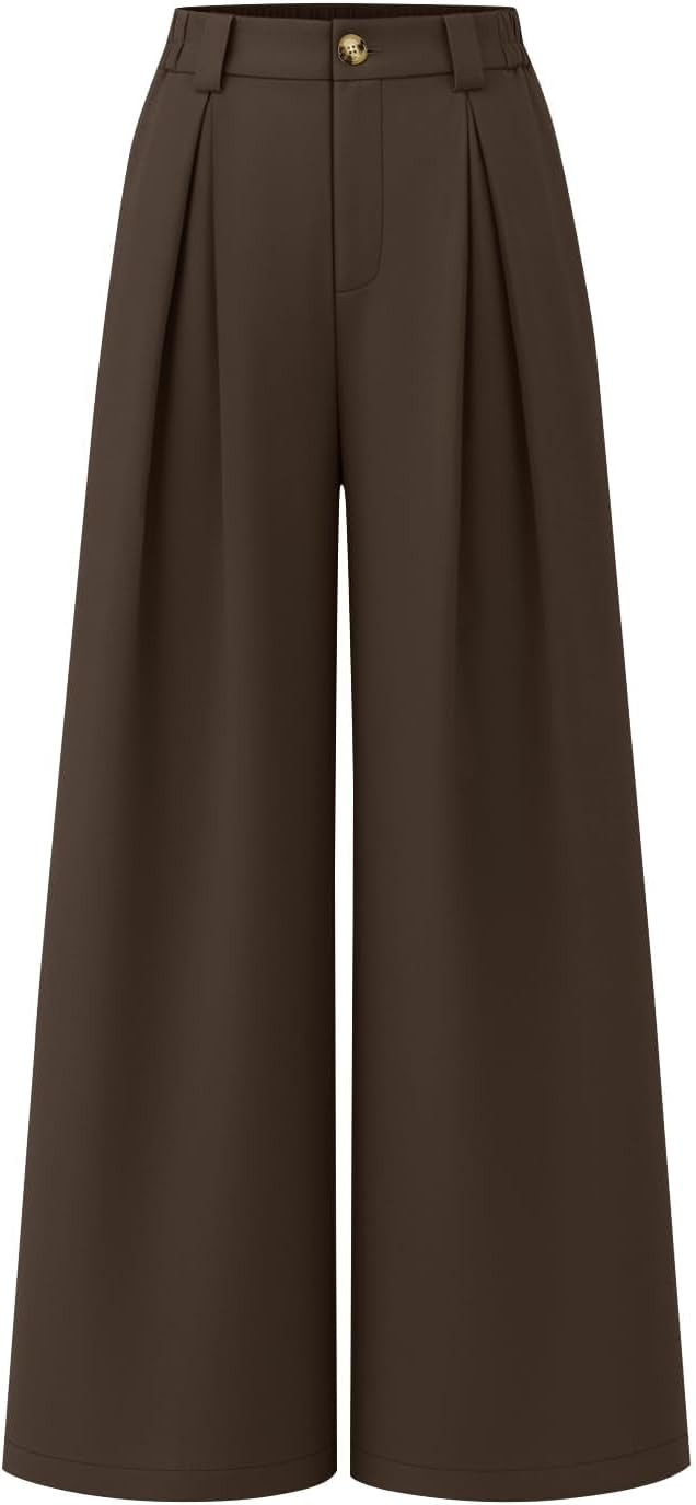 ZESICA Women's Wide Leg High Waisted Dressy Casual Pants | Pleated Palazzo Pant, Office Work Outf... | Amazon (US)