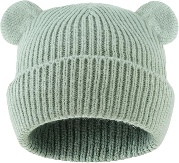 Bear Baby Beanie Knitted Baby Winter Hat Infant Toddler Boys Girls Beanie with Cotton Lining | Amazon (US)